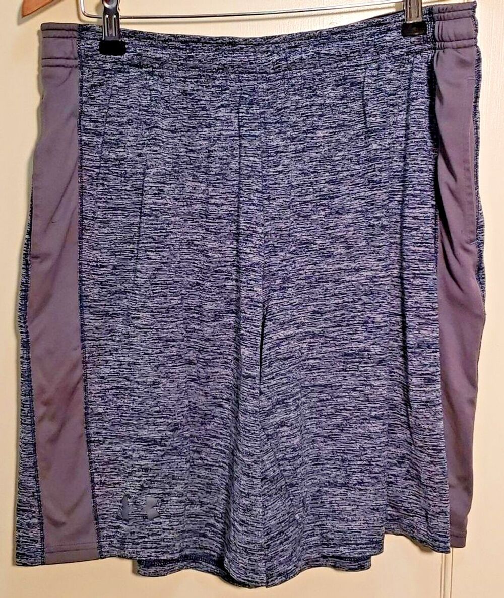 Under Armour Blue Gray Men's Shorts, Elastic and Drawstring Closure, Size Large
